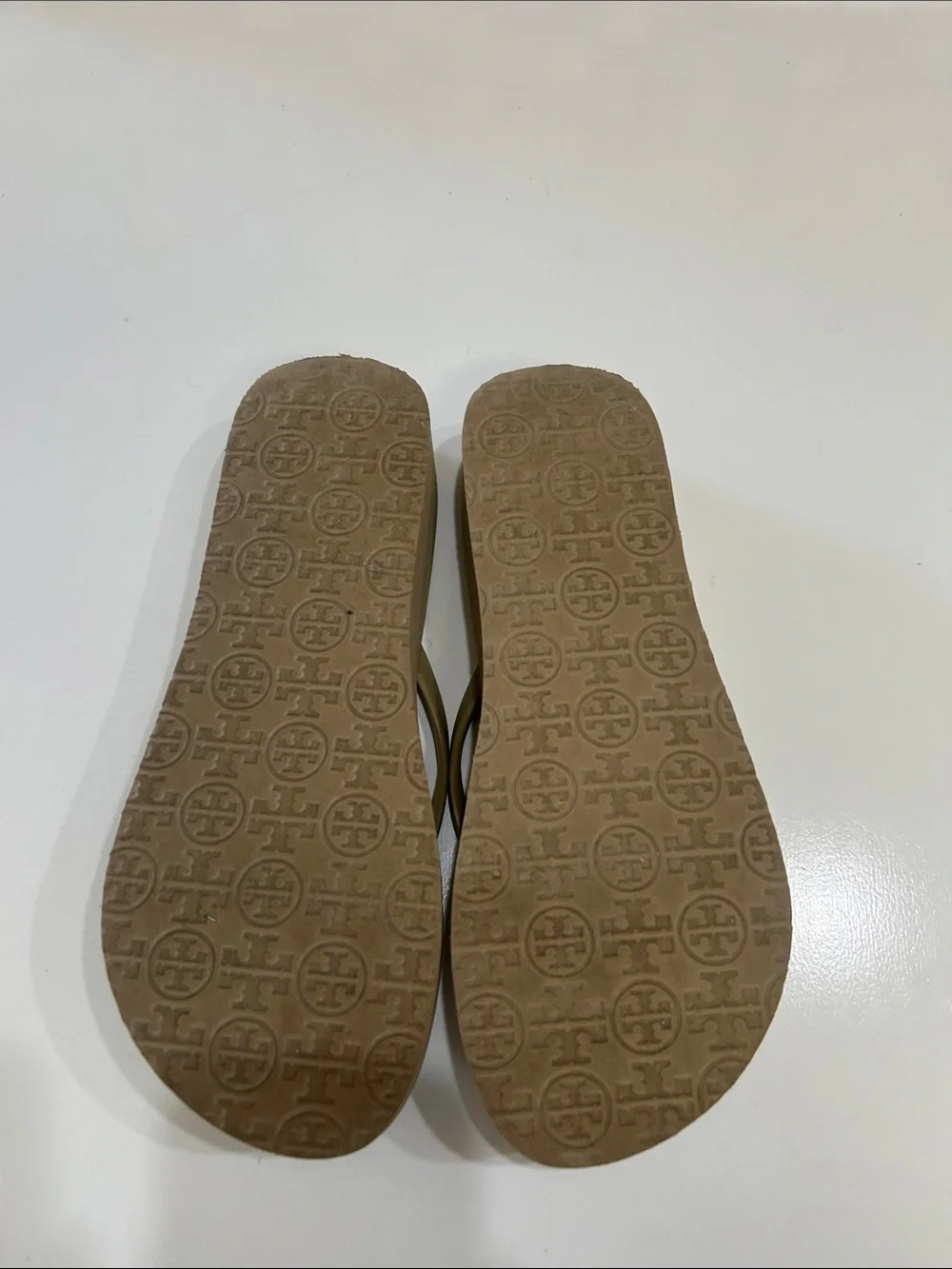 Tory Burch Beige Logo Flip Flop Sandals